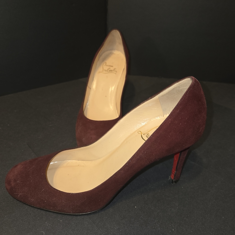 Christian Louboutin Dark Red Suede Heels